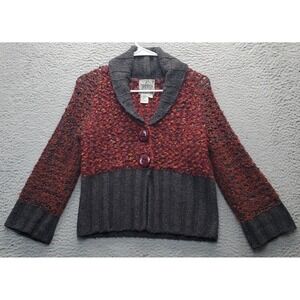 CURIO Cardigan‎ Womens Petite Large Multi Long Sleeve Shawl Collar Button Front